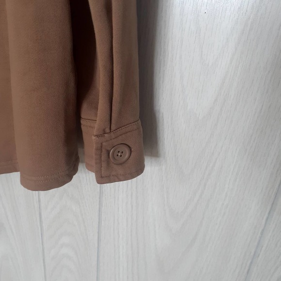 Good American The Fleece Shacket Beige Brown Oversized Size 1/2 - Picture 6 of 7